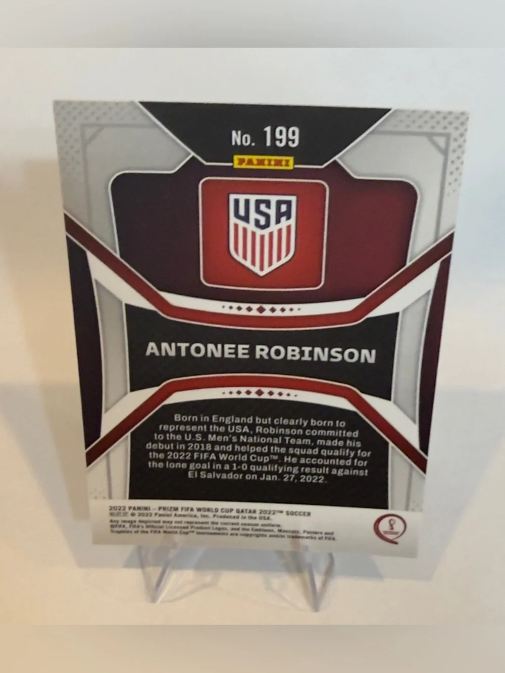 2022 Panini- Prizm FIFA # 199 Antonee Robinson USA Card - - Picture 2 of 2